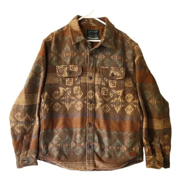 Jachs Other - JACHS NEW YORK‎ Wool Blend Shirt Jacket Shacket Brown Aztec Western Boho Size L